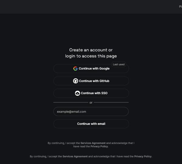 Pantalla de Groq con las opciones de entrar con Google, GitHub, SSO o correo